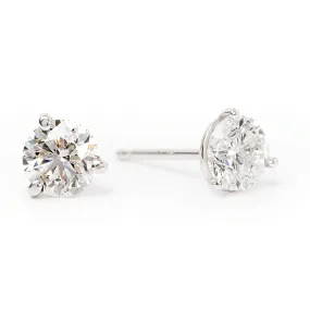 high contrast Bremer Jewelry 9/10ctw Round Solitaire/Stud Diamond Earrings in 14K White Gold (0.90ctw)