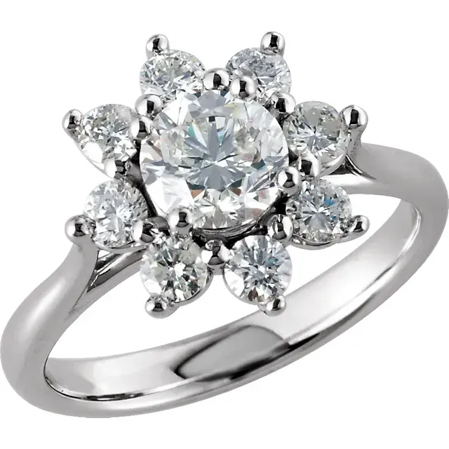 Cool Look 14K White 1 3/4 CTW Diamond Cluster Ring