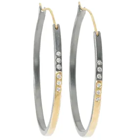 Hoop Dream Earrings 2.0 - Medium - 18k Gold   Reclaimed Diamonds Enchanted Detail Soft Glimmer