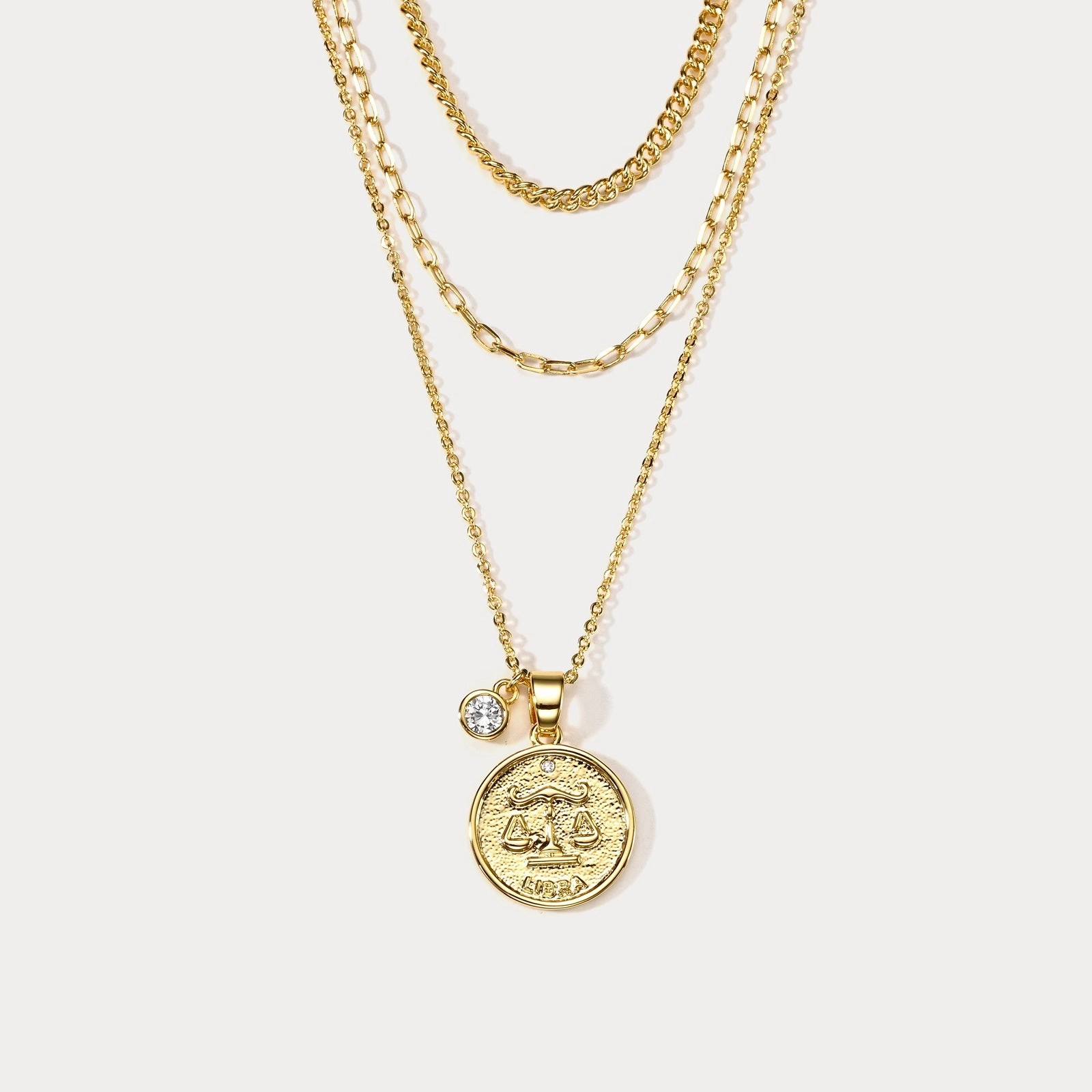 Libra Zodiac Layered Necklace Refined Form