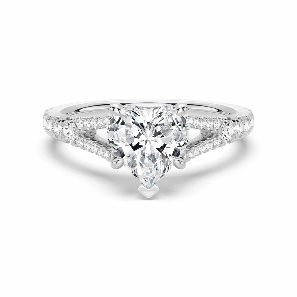 Heart Shaped Split Shank Moissanite Engagement Ring Bright Pop