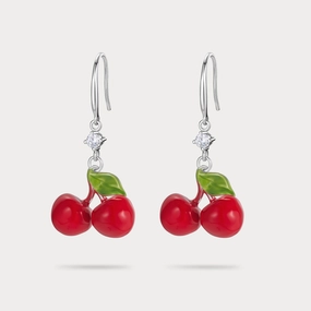Silver Cherry Earrings Fall Vibes