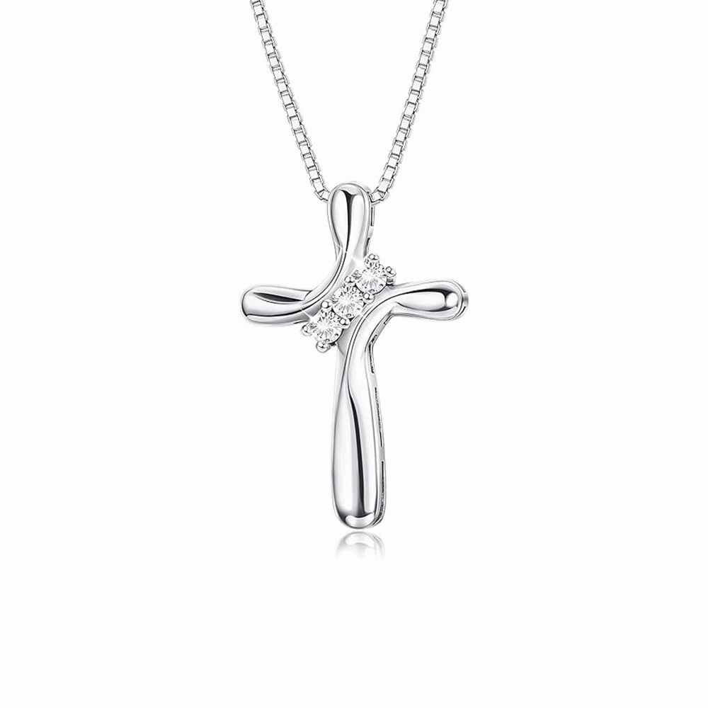 Modern Cross Necklace Pendant with Lab Grown Diamond Accents Fashion Element