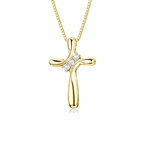 Special Gift Modern Cross Necklace Pendant with Lab Grown Diamond Accents
