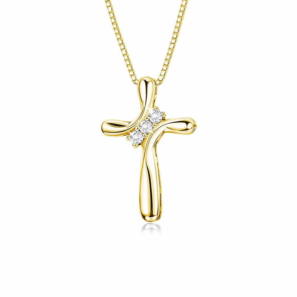 Special Gift Modern Cross Necklace Pendant with Lab Grown Diamond Accents