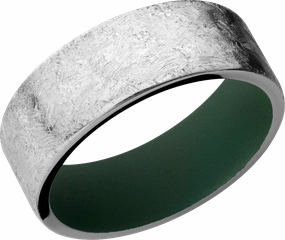 Exquisite Jewelry Cobalt chrome 8mm flat band with slightly rounded edges and a Highland Green Cerakote sleeve