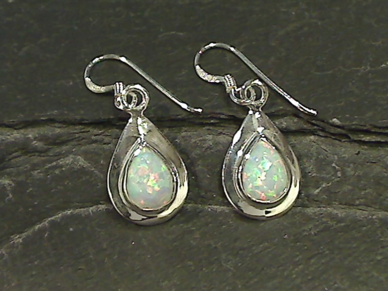Created Opal, Sterling Silver Earrings Chic Appearance