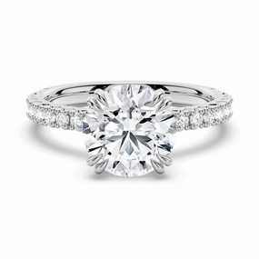 Moissanite Engagement Ring Solitaire With Pav?? Accents Sparkle Boost Smooth Feature