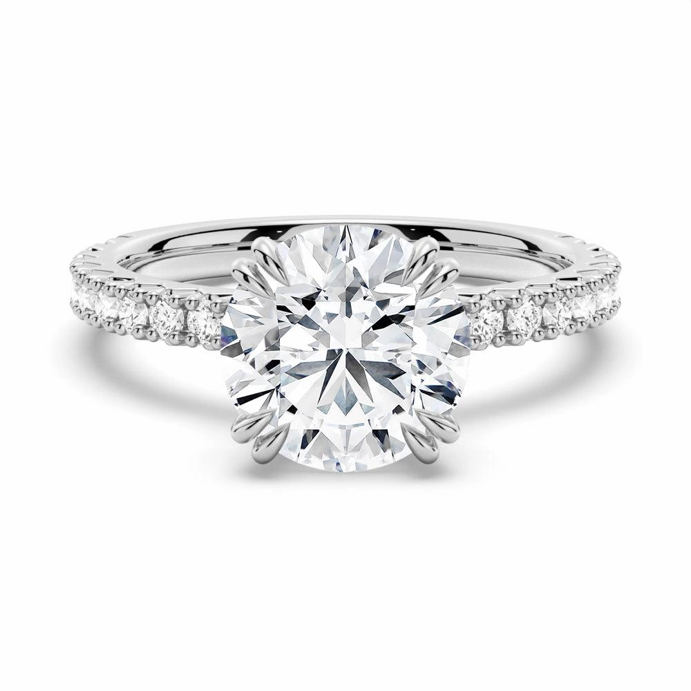 Moissanite Engagement Ring Solitaire With Pav?? Accents Vivid Detail Daily Accent