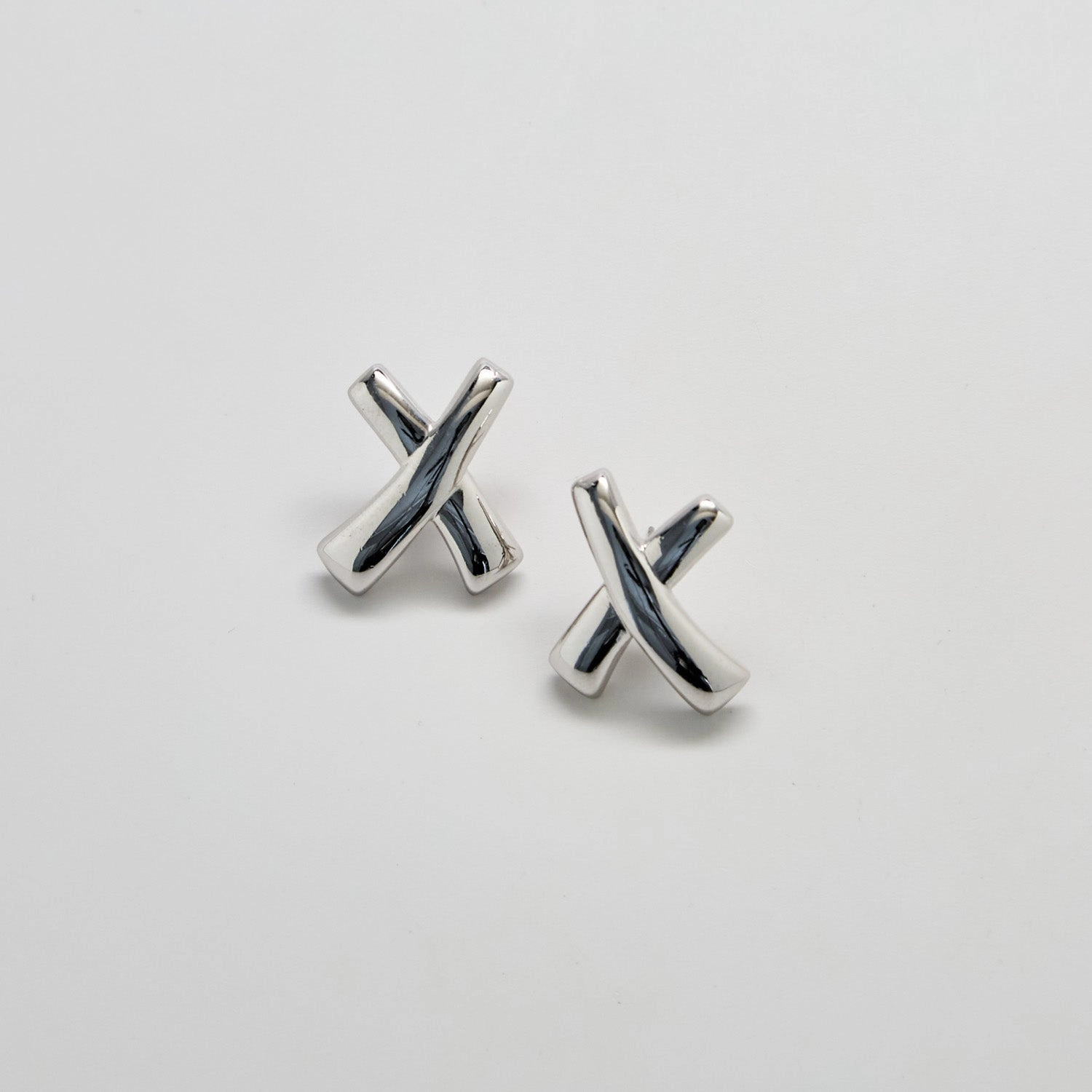 Sophisticated Glow Monet Silver-Tone Crossover Stud Earrings
