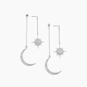 Moon And Star Dangle Earrings Lustrous Craft