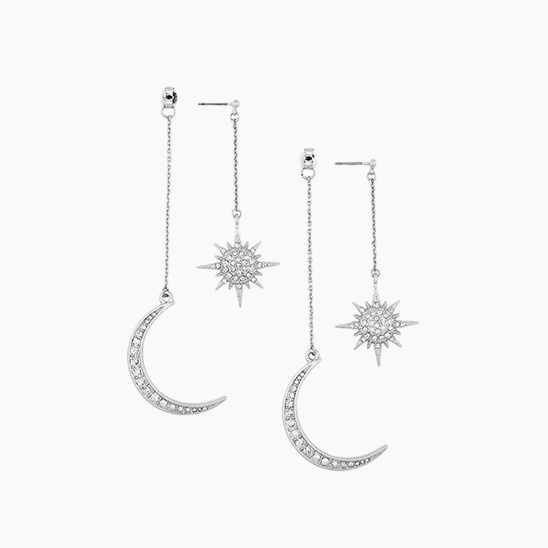 Moon And Star Dangle Earrings Lustrous Craft