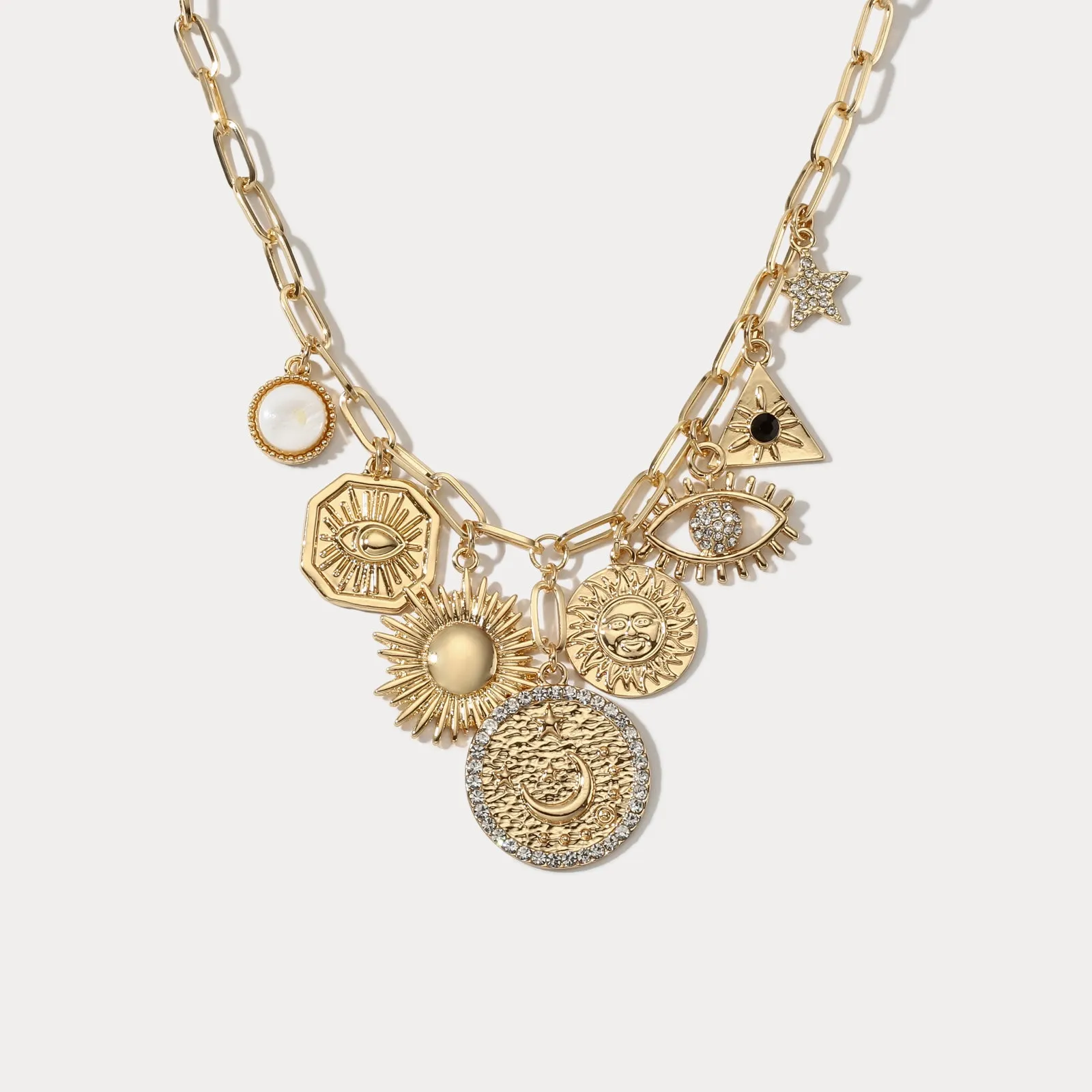 Minimalist Touch Casual Elegance Moon Star Evil Eye Necklace