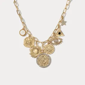 Minimalist Touch Casual Elegance Moon Star Evil Eye Necklace