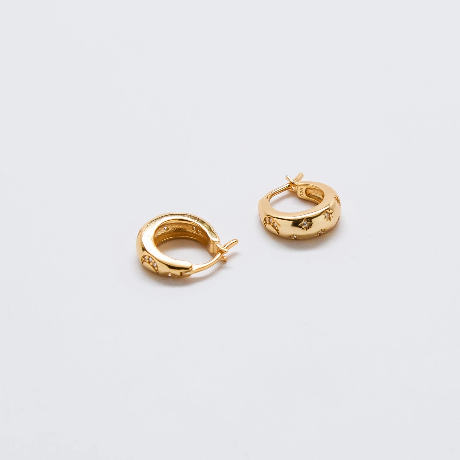 Moon & Star Gold Hoop Earrings Versatile Accent