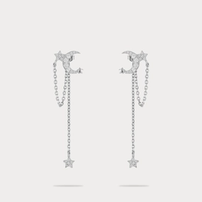 Moon and Star Drop Earrings Graceful Vibe