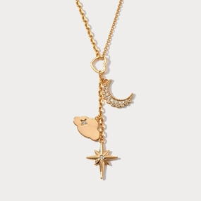 Stackable Piece Trendy Piece Moon Star Lariat Necklace