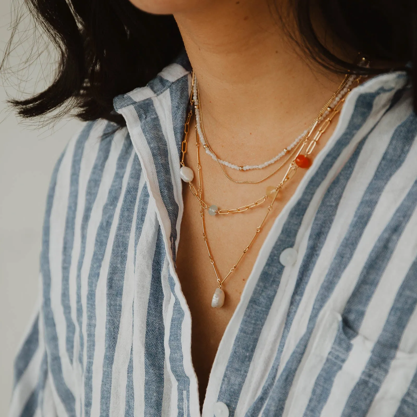 Moonstone Beaded Necklace Pearl Accessory