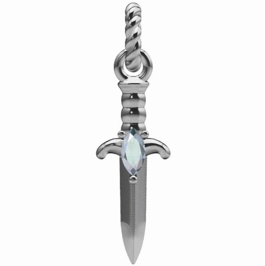 Shining Design Polished Jewelry Moonstone Dagger Charm