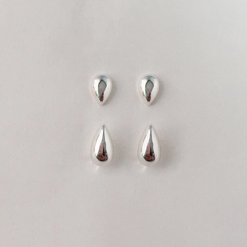 Morning Dew 2-Way Dainty Stud Earrings 18K Gold/Silver Smooth Surface