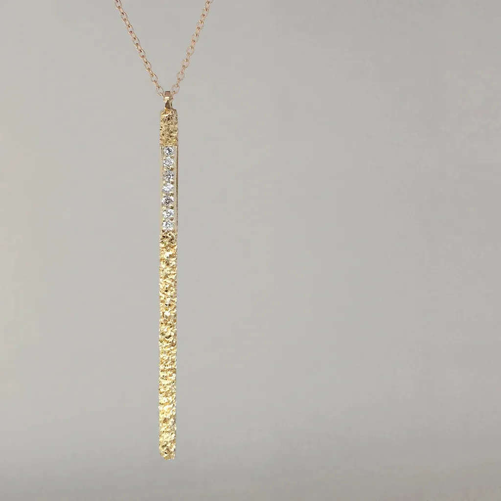 Moss Stick Necklace - 14k Gold   Diamonds Vivid Detail Lustrous Craft