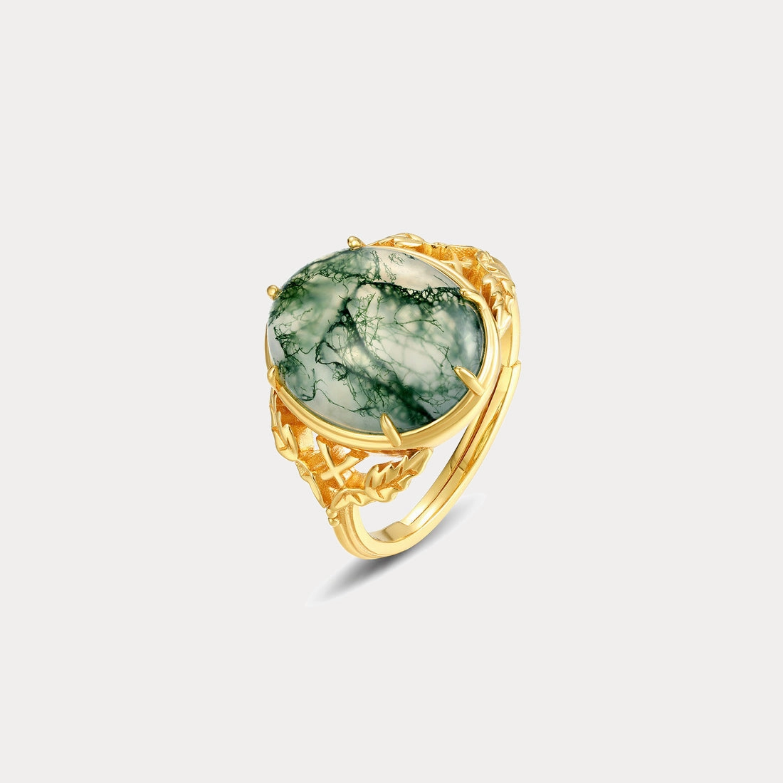 Holiday Glow Moss Agate Ring