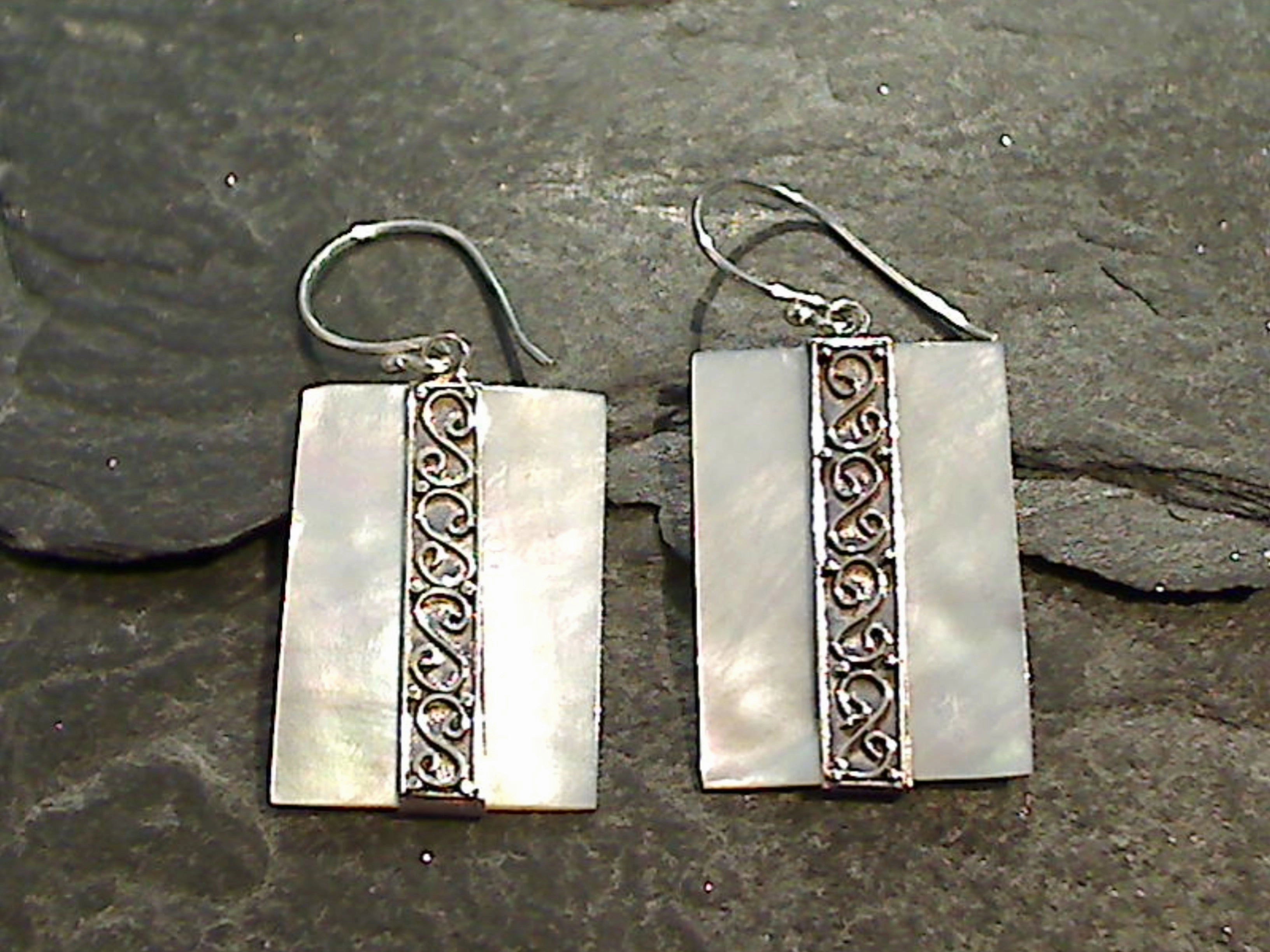 Mother of Pearl, Sterling Silver Earrings Sophisticated Aesthetic Premium Style