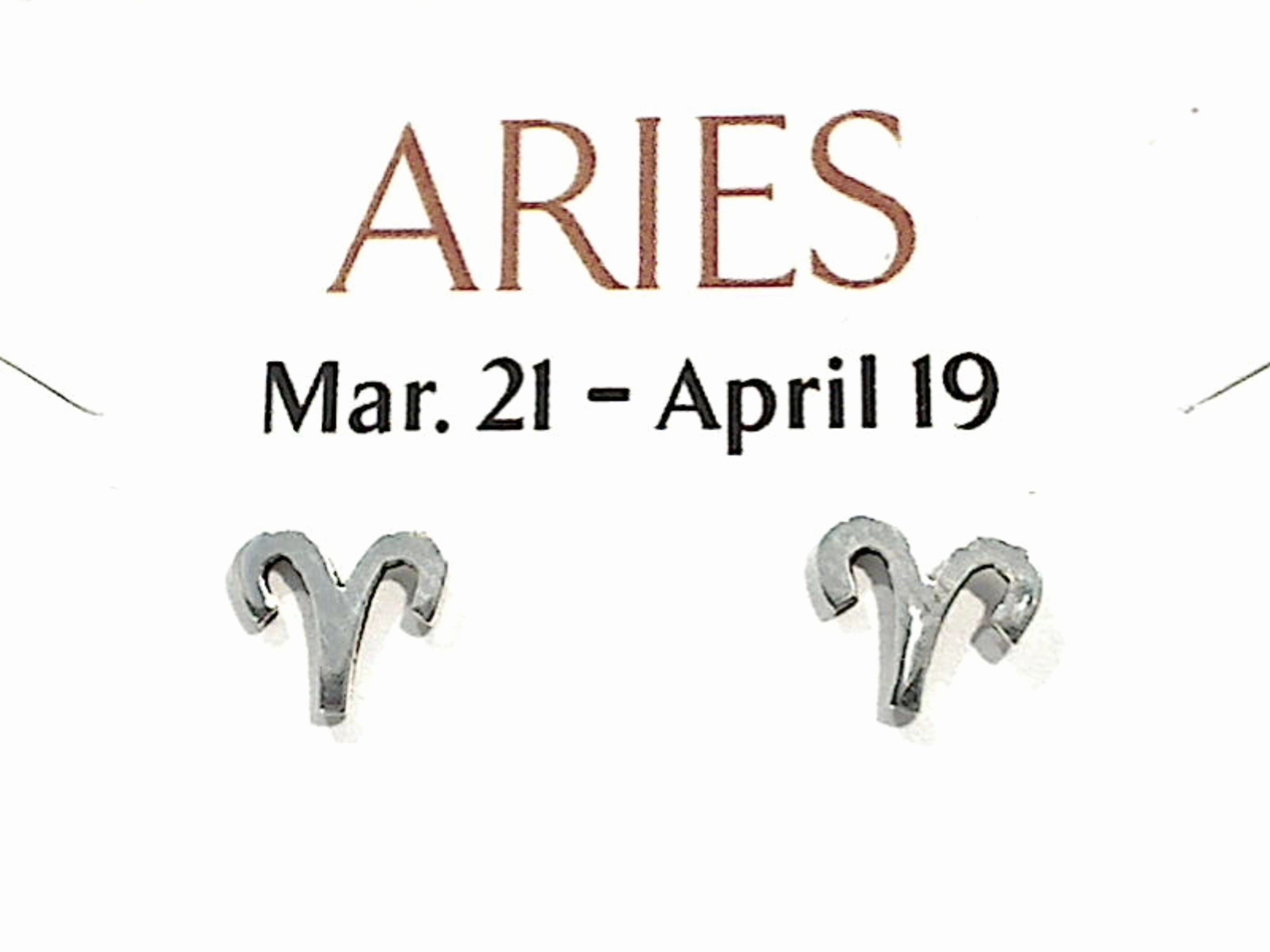 Sterling Silver Aries Zodiac Stud Earrings Trendy Finish Big Embellishment