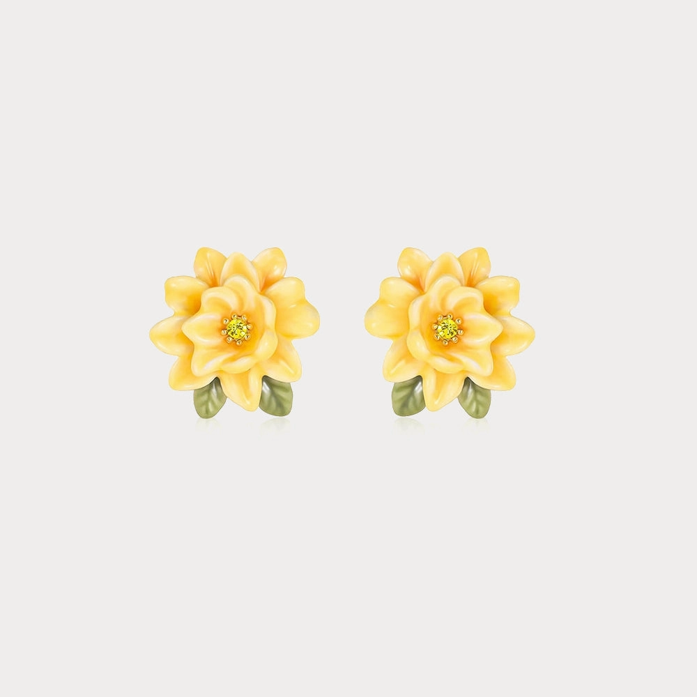 Gardenia Stud Earrings Secure Creation Exquisite finish