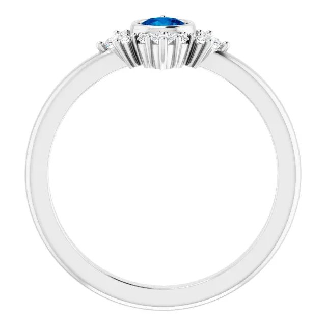 Balanced Flow Past Inspired 14K White Blue Sapphire & 1/5 CTW Diamond Ring