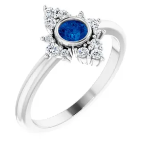 Secure Product Personal Piece 14K White Blue Sapphire & 1/5 CTW Diamond Ring