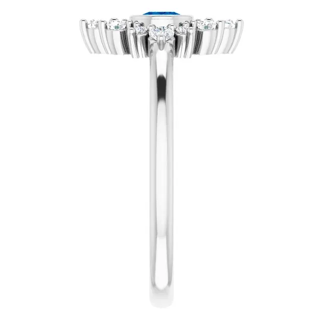 Affordable Adornment Classic Creation 14K White Blue Sapphire & 1/5 CTW Diamond Ring