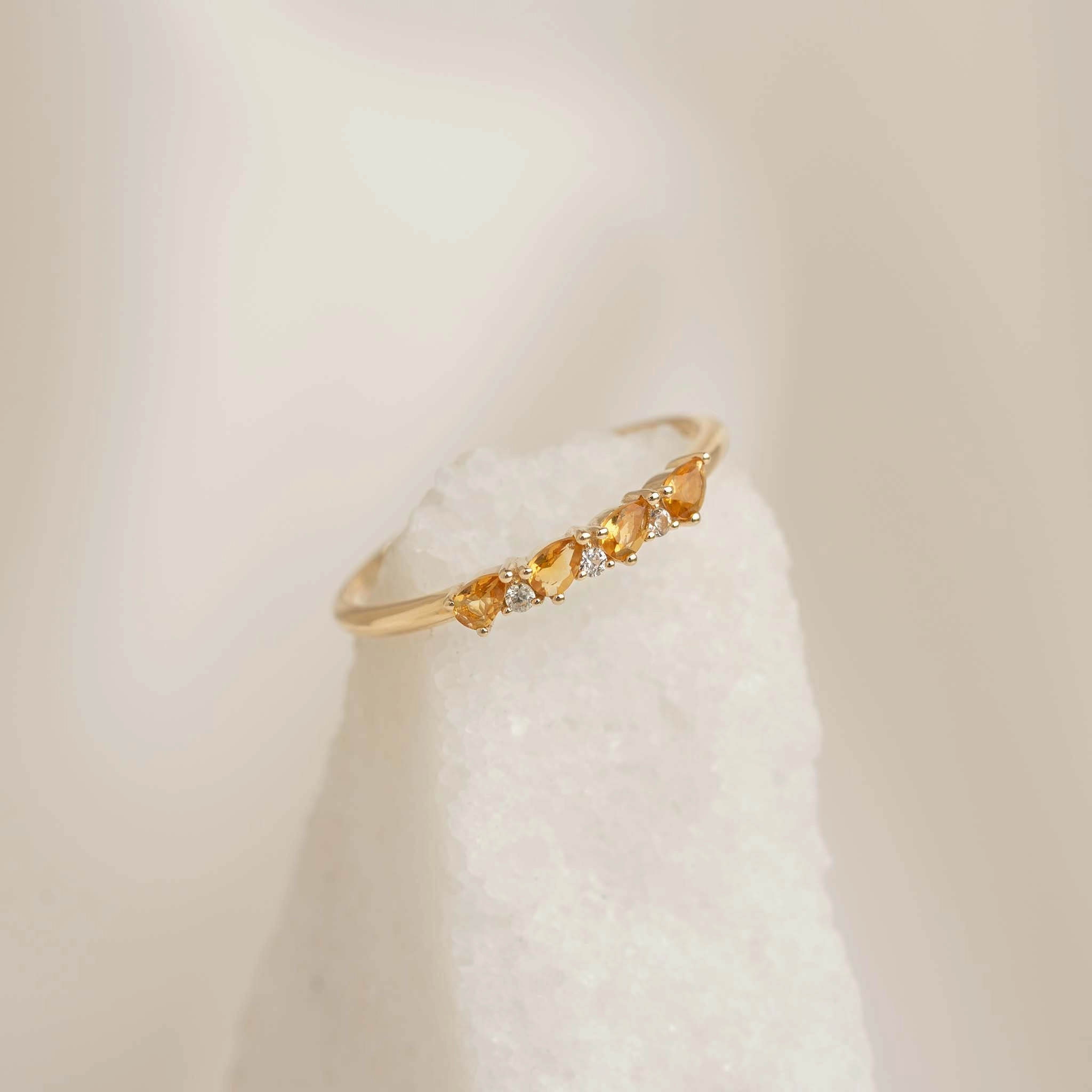 Gifting Moment November Birthstone Pear Ring 14k Gold - Citrine and Diamond