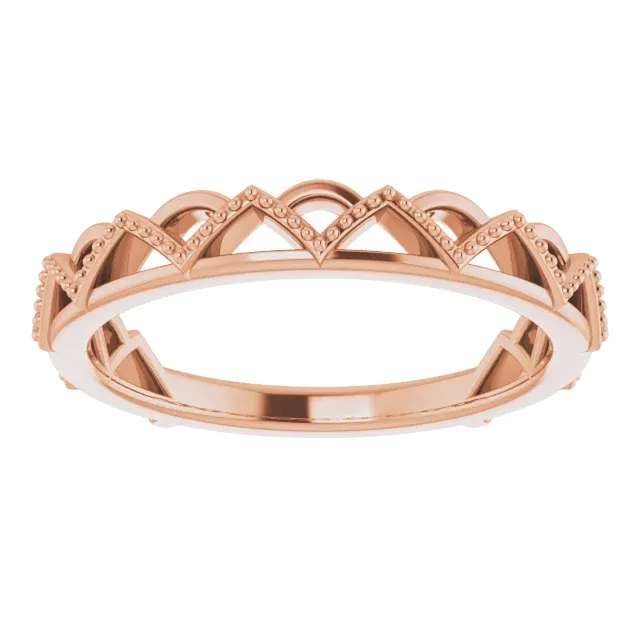 Office Gift 14K Rose Stackable Crown Ring