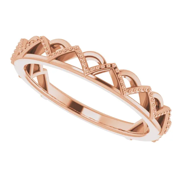 14K Rose Stackable Crown Ring Daily Detail