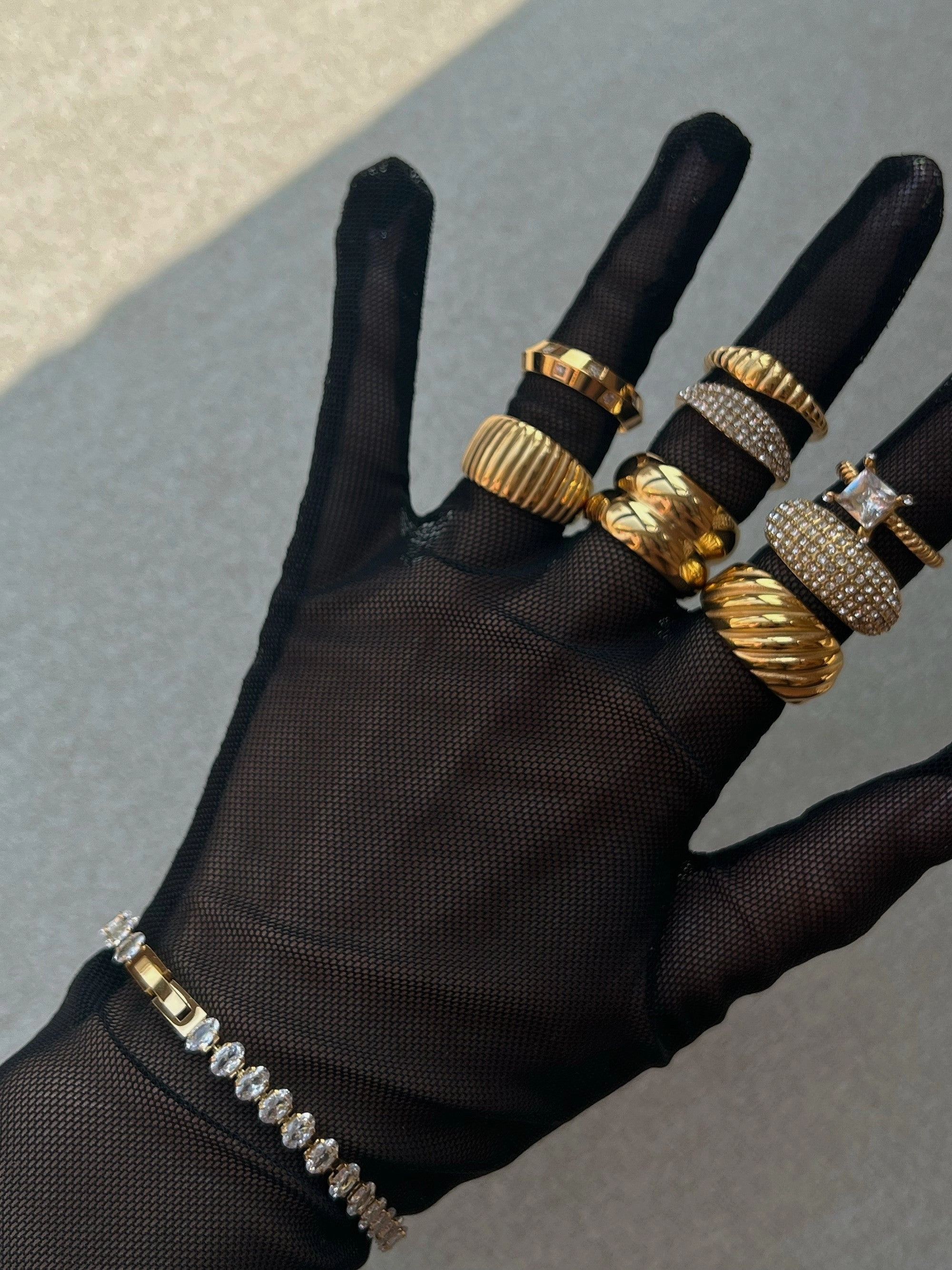 Glittering Sparkle Bold Radiance Oblession Bold Waterproof Statement Rings 18K