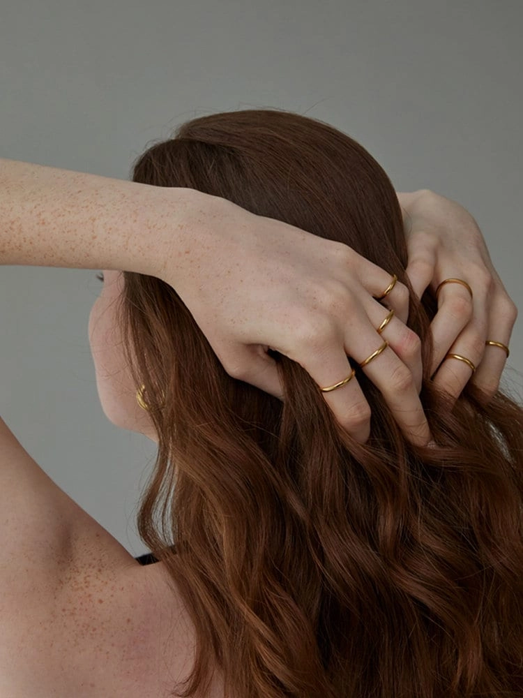 Oblession Essentials 2mm Round Ring 18K Waterproof Layered Ring Luxury Shine