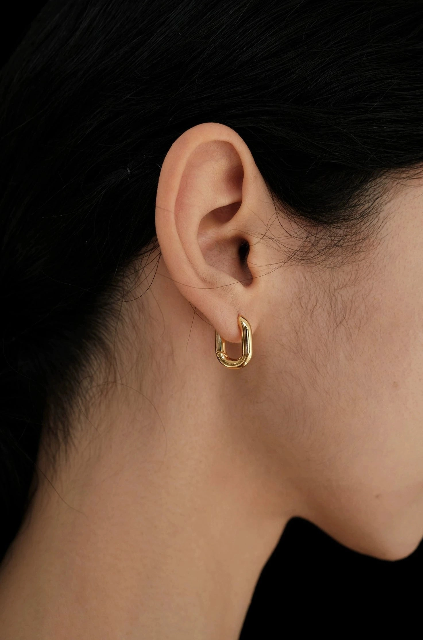 Oblession Essentials Square Hoops Large & Small Gold Shine Effect Minimalist Style