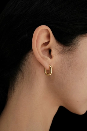 Oblession Essentials Square Hoops Large & Small Gold Shine Effect Minimalist Style