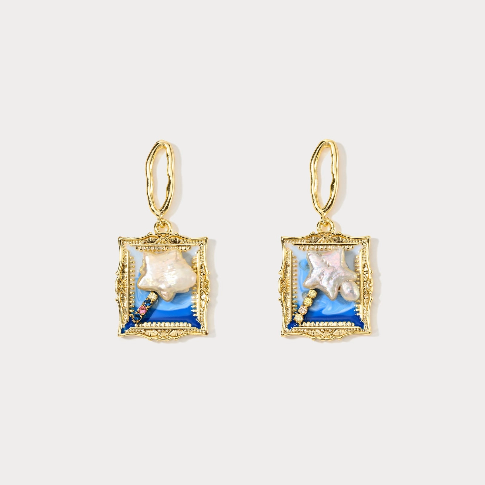 Stunning Creation Ocean Portrait Earrings