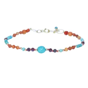 Beauty Touch OOAK Bracelet - Coral, Ruby   Turquoise