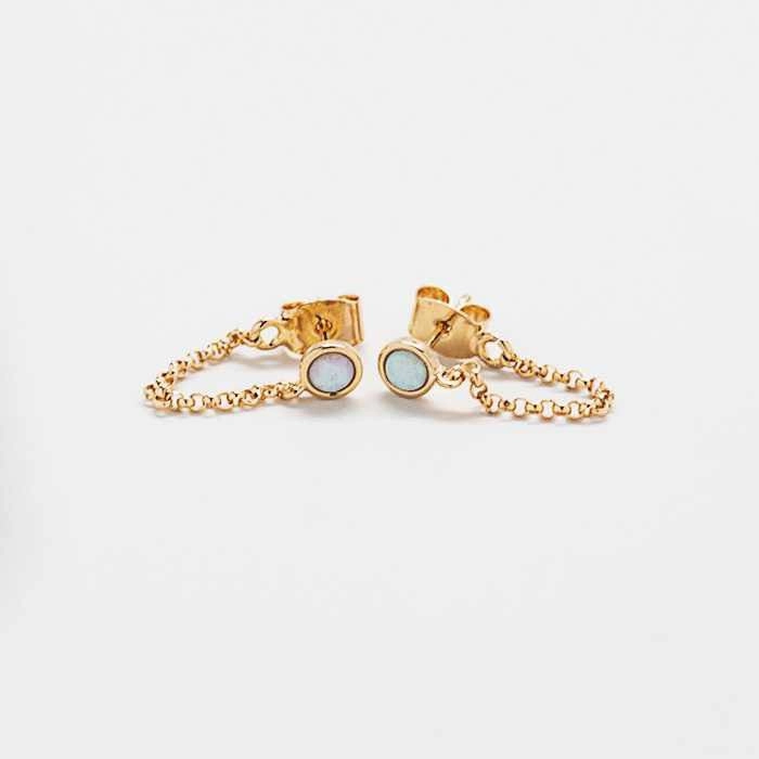 Iconic look Handcrafted Beauty Opal Chain Huggies - Best Seller