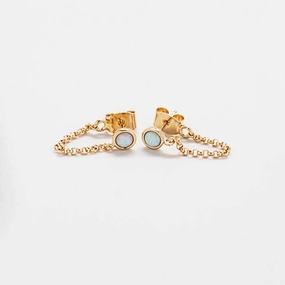 Modern Look Simple pieces Opal Chain Huggies - Best Seller