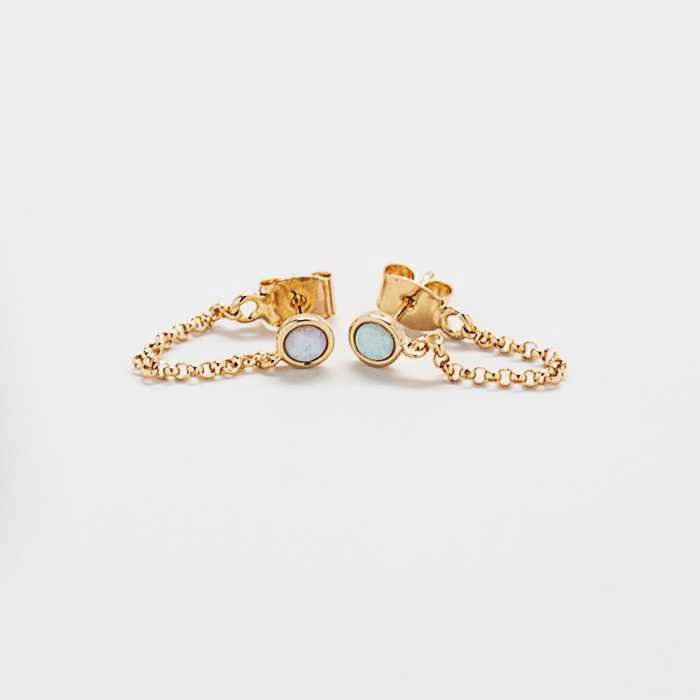 Shining Feature Opal Chain Huggies - Best Seller