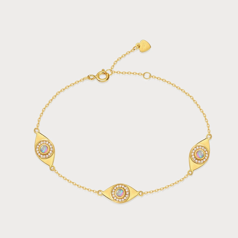 Opal Evil Eye Station Bracelet Petite Glam Alluring Shine
