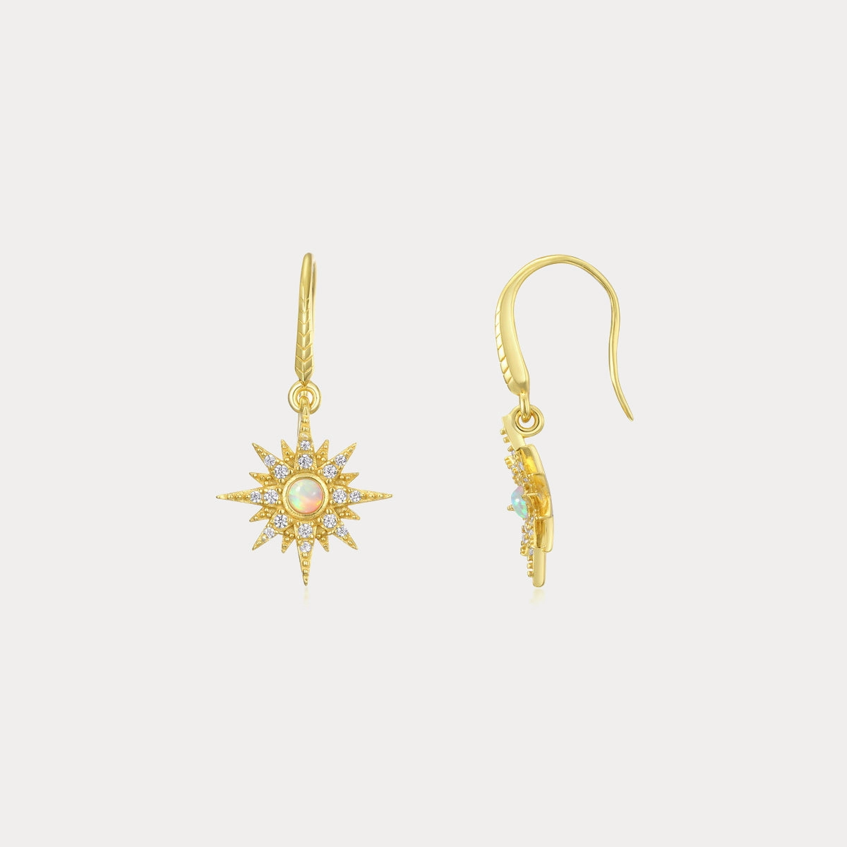 Delicate Accent Opal Sun Earrings
