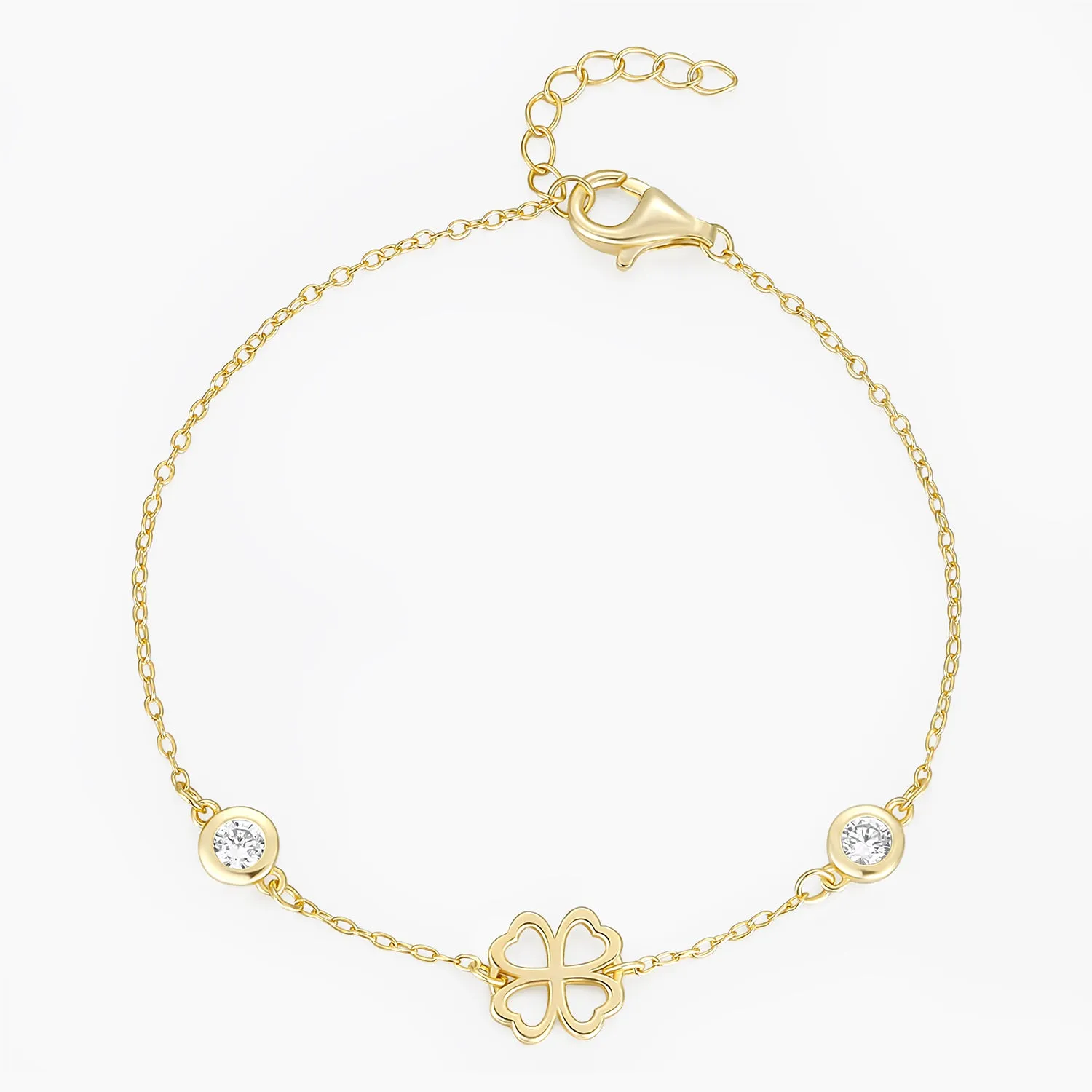 Vivid Finish Natural Look 2 Birthstone Clover Bracelet