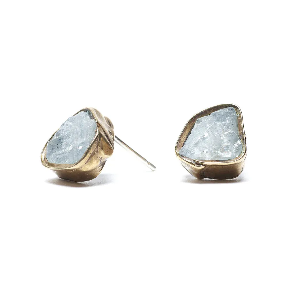 Solo Immersion Studs - Aquamarine   Brass Shining Piece Chic Flow