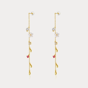 Sakura Drop Earrings Graceful Look Curved Decoration