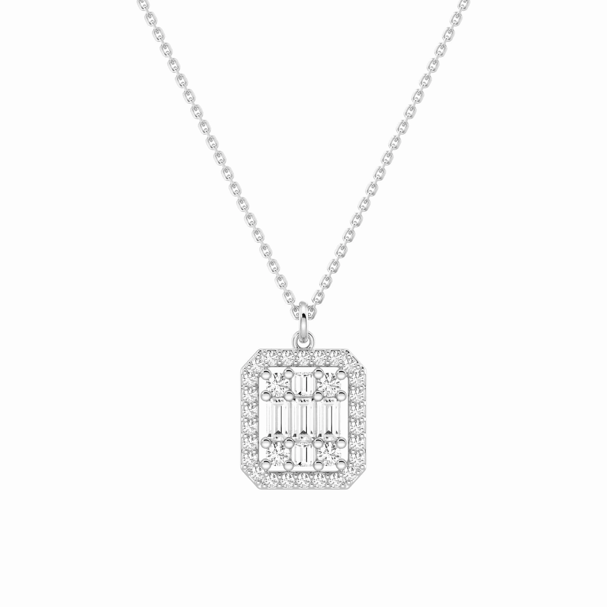 Infinity Halo Lab Grown Diamond Rectangular Cluster Necklace Beauty Touch